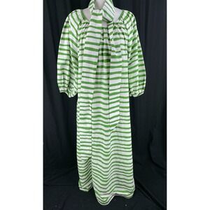 Frances Valentine Bliss Green Striped Balloon Sleeve Maxi Dress XL w/ Belt